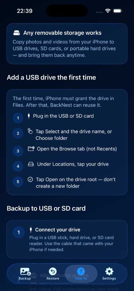 BackNest how-to guide