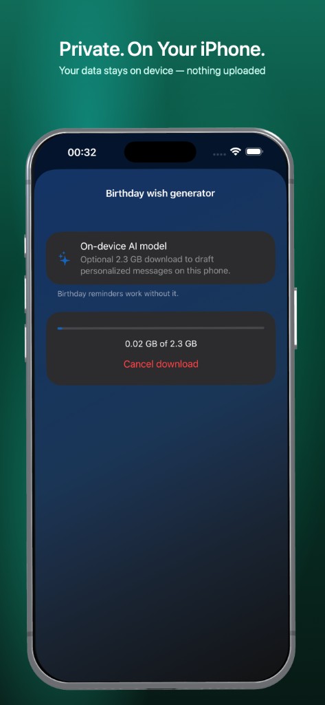 GiftBell private on-device AI model download