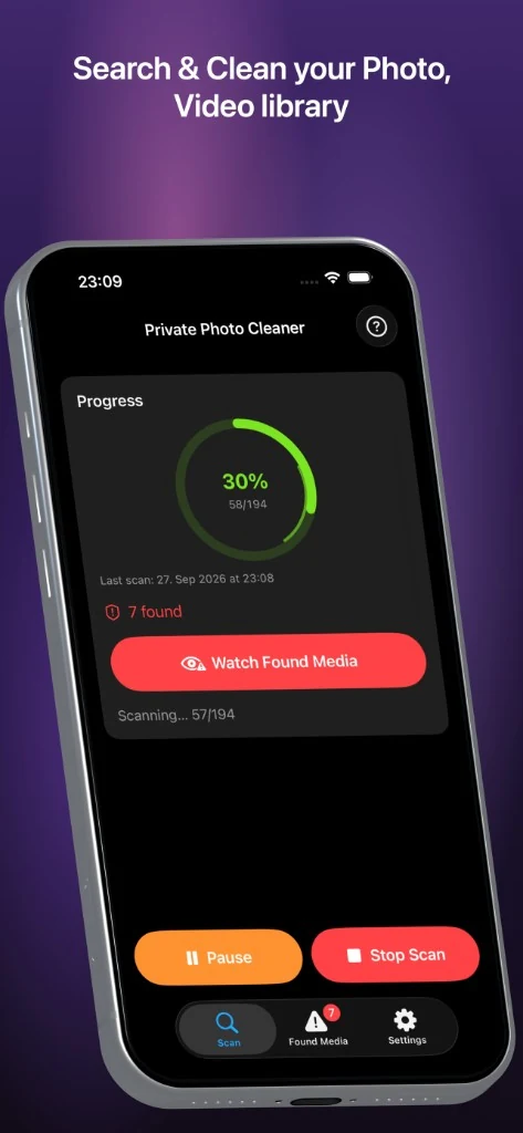 HideRoll — scan Photos library with on-device progress
