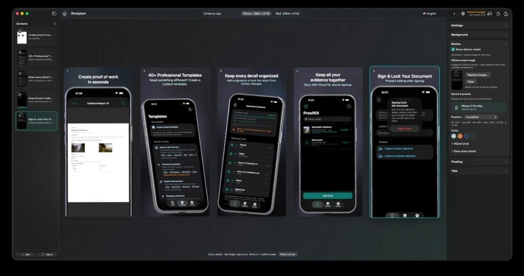 Shotplant — create App Store screenshots with 3D devices